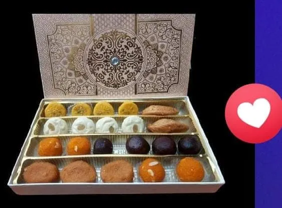 My festive sweet boxes are perfect for gifting during Diwali and other celebrations. This assorted box features a variety of my signature sweets like laddoos, sandesh, and baked delights, all beautifully packed and ready to share.