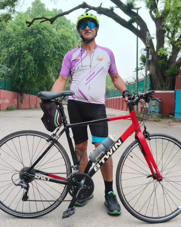 A portrait of one of our senior riders, showcasing the timeless passion for cycling.