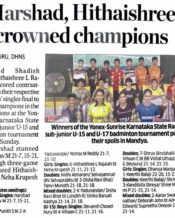 This newspaper feature celebrates the victory of our dedicated athlete, Dhanya Manjunatha. Her championship win highlights how our focused sports physiotherapy programs help build champions.