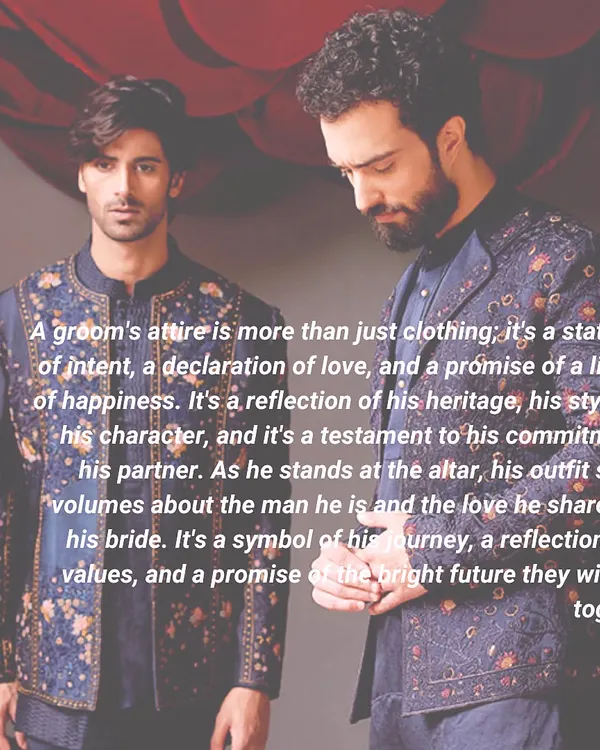 A groom's attire is more than just clothing; it's a statement of intent and a reflection of his heritage and style. This Jatin Malik couture piece with floral embroidery is a perfect example of modern regality.