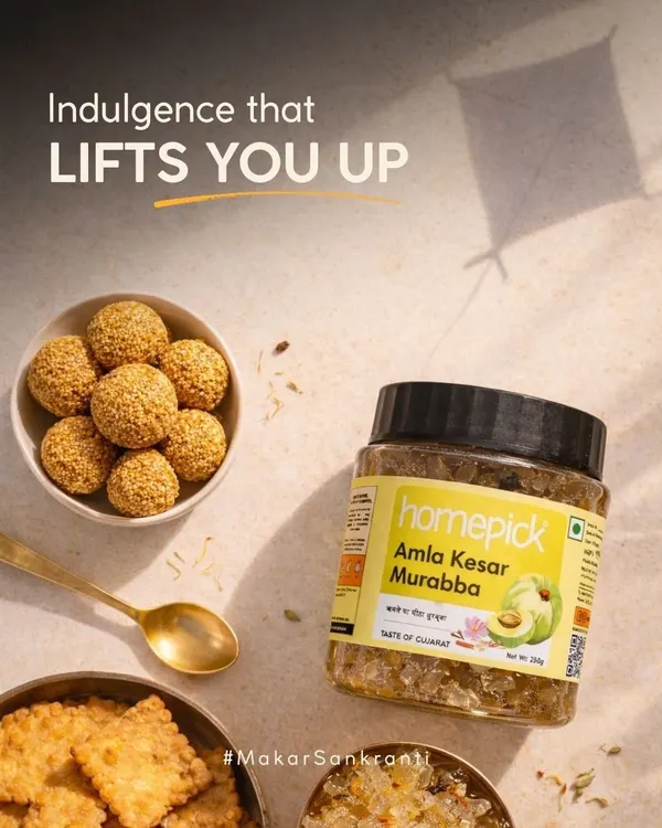 This Makar Sankranti, let every meal soar as high as your kite. Add a dollop of our Amla Kesar Murabba to your thali and turn simple dishes into moments of joy and flavour.