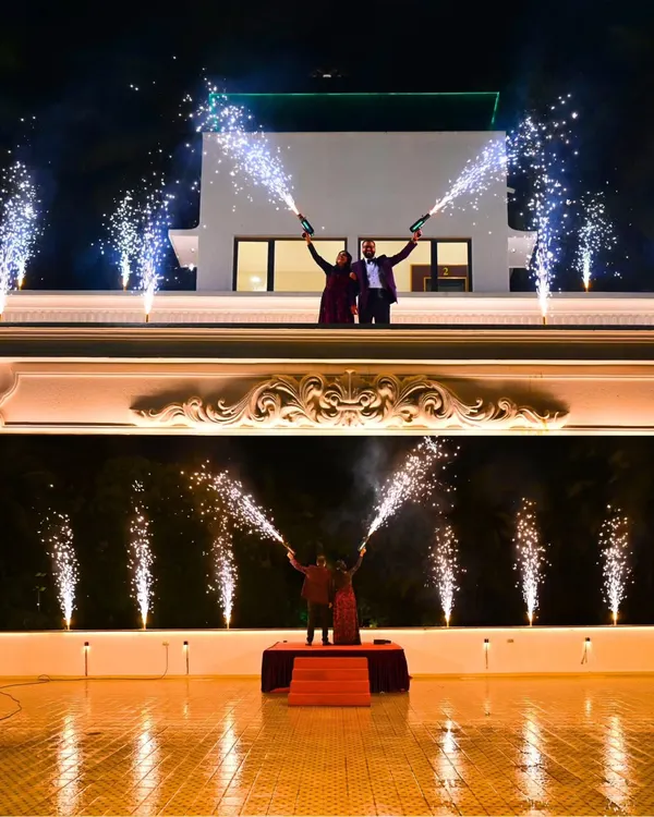 A grand entrance for a new beginning. We love creating these spectacular moments with elements like cold pyros to make your celebration truly unforgettable.