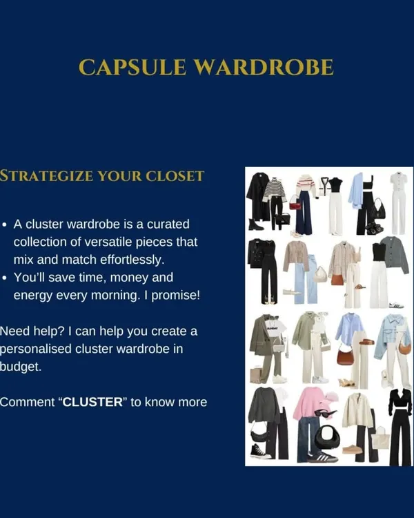 A capsule wardrobe is a curated collection of versatile pieces that mix and match effortlessly. This strategy will save you time, money, and energy every single morning. I can help you create a personalized one on a budget.