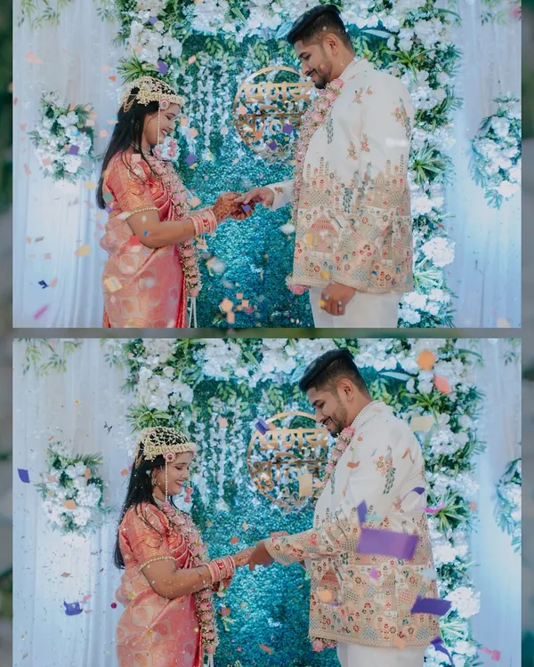 The pivotal moment of the ring exchange during an engagement ceremony, with confetti celebrating the union. I capture this from multiple angles to ensure the memory is perfectly preserved.