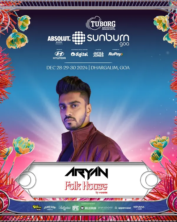 The official announcement for my performance at Sunburn Festival, Goa. It was an honor to be part of the lineup and play my Folk House set on one of the biggest stages in the country.