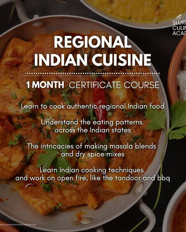 Our 1-Month Certificate Course in Regional Indian Cuisine is an immersive journey. Learn to cook authentic dishes, understand eating patterns, and master the art of masala blends and open-fire cooking.