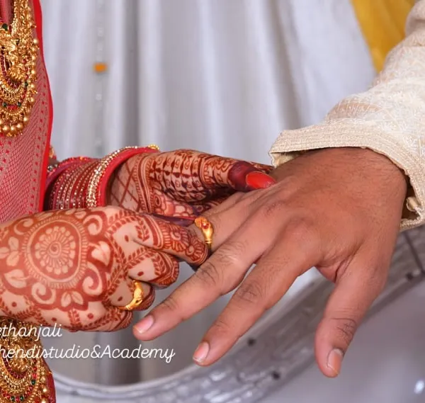 This is the beautiful, rich stain just 24 hours after application for an engagement ceremony. My organic henna ensures a deep and lasting color.