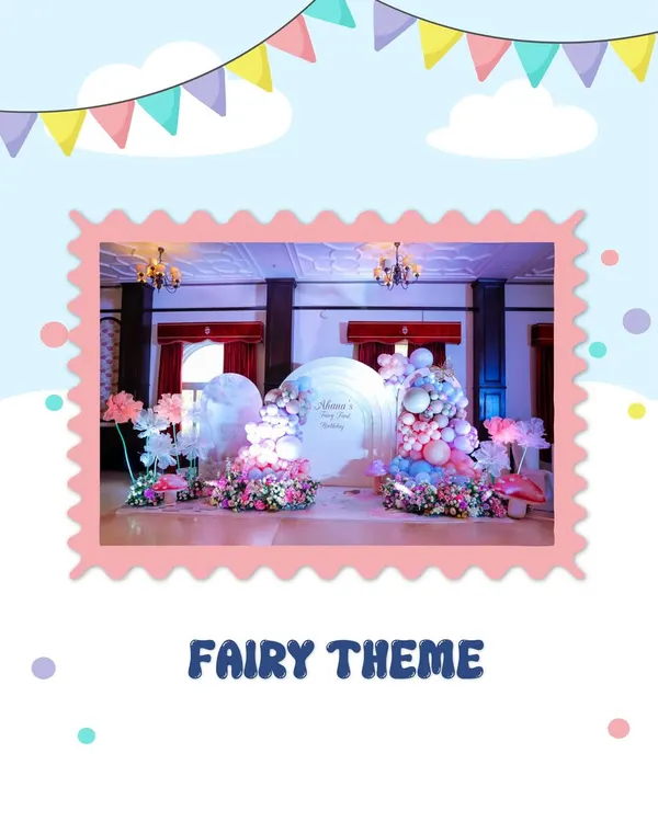 A whimsical Fairy theme for a first birthday. The soft pink and white decor, combined with floral arrangements and delicate balloon work, creates a magical and gentle atmosphere for such a special occasion.