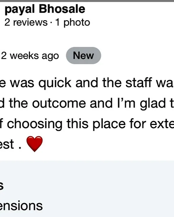 A wonderful 5-star review from a happy client. I'm so glad she loved the quick and friendly service and the final result of her extensions.