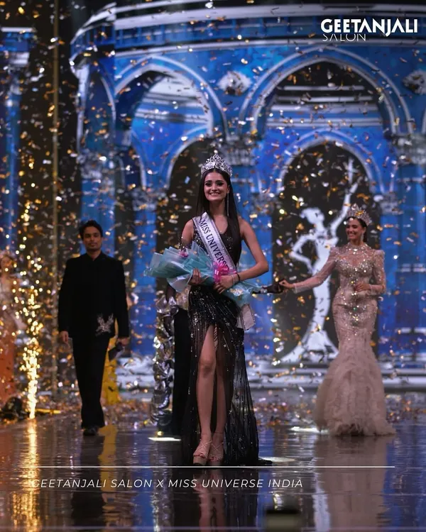 The crowning moment at Miss Universe India, powered by our backstage artistry. We ensured the winner's look was nothing short of perfection, with makeup that lasted through the emotional finale and hair that held its elegant style.