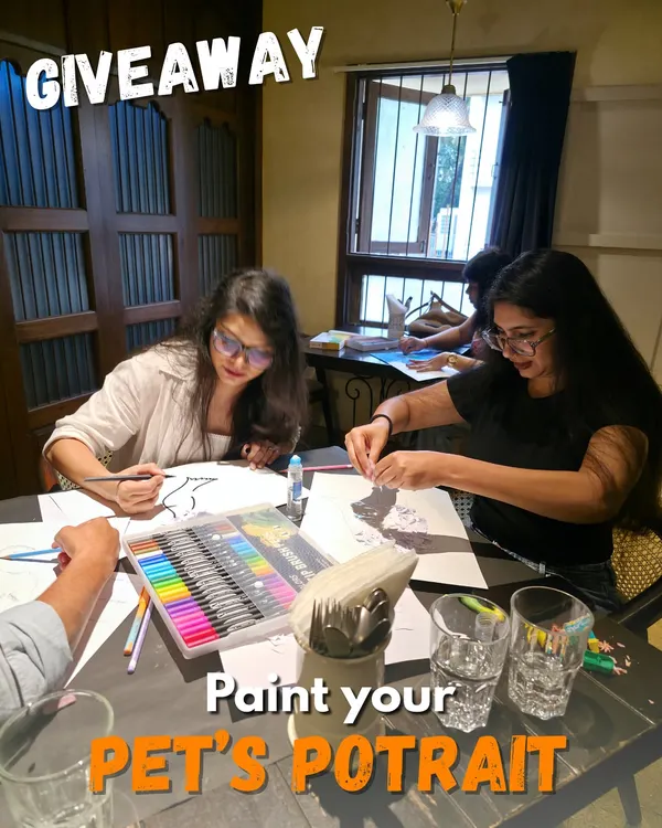 Get your creative juices flowing at our 'Paint your Pet's Portrait' workshop. Here, participants are focused on sketching their furry friends before adding color.