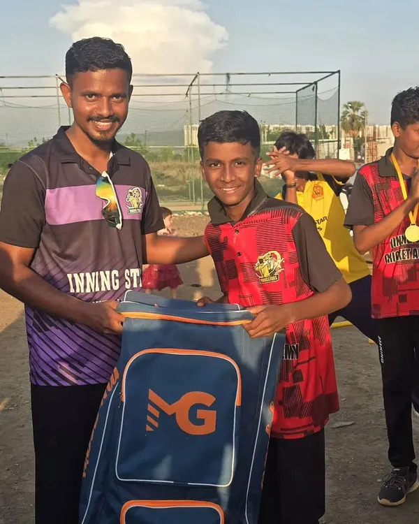 Proud moment presenting the 'MVP of the tournament' award. This player showed exceptional skill with both bat and ball, and his performance was a result of pure dedication.
