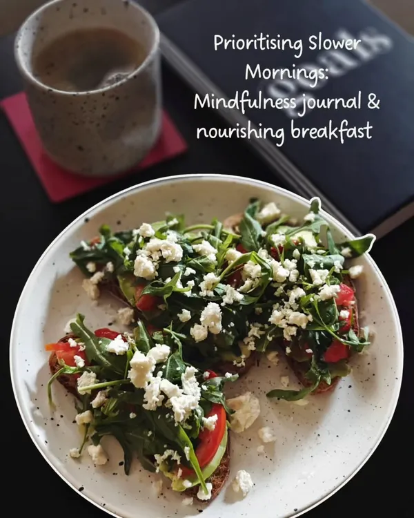 Healing isn't about being "fixed." This personal post combines a photo of a healthy breakfast with my thoughts on mental health, creating a relatable and authentic connection.