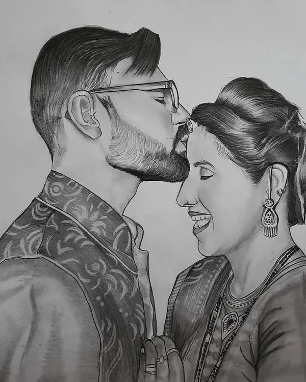 An intimate A3 size couple portrait capturing a tender moment. I use graphite to create soft shading and focus on the emotion in the expressions, making it a truly personal piece of art.