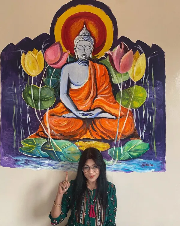 This large-scale Buddha mural was created for a yoga studio, designed to be the centerpiece of a calm and meditative environment. I specialize in creating such spiritual art that transforms a commercial or personal space into a sanctuary.