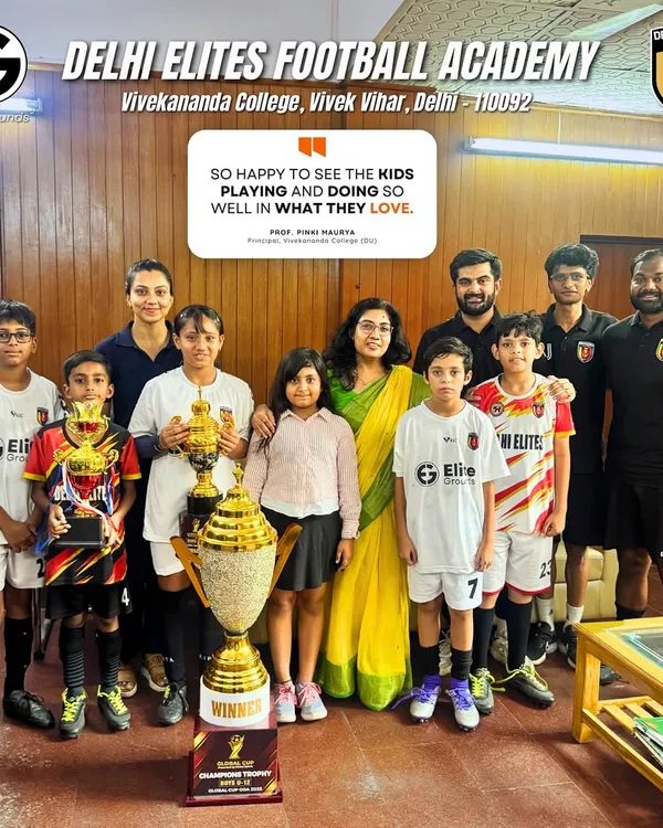 A special moment as our players are congratulated by the Principal of Vivekananda College for their recent victories. We are grateful for the support.