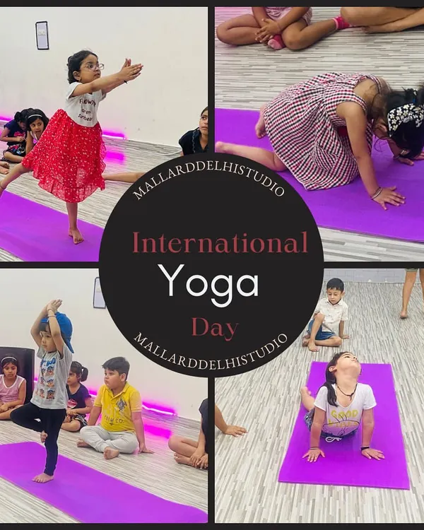 My little stars celebrating International Yoga Day. This collage captures the joy and playfulness of our kids' yoga class, where they learn poses like Tree Pose and Warrior Pose in a fun way.