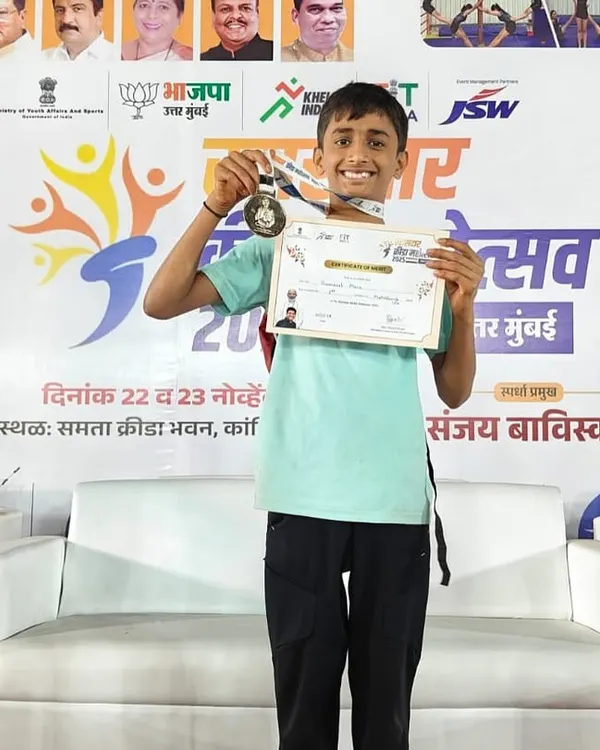 A moment of pure pride. Our champion Swaransh More holds his 1st place medal and certificate at the Khasdar Chashak 2025 championships. His success is a testament to his passion and disciplined training.