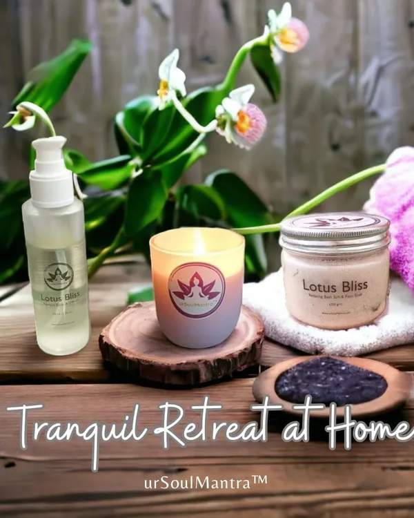 This is what a tranquil retreat at home looks like. My Home SPA Bliss Kit, featuring the body oil, scented candle, and bath salts, has everything you need to create a spa-like experience in your own bathroom.