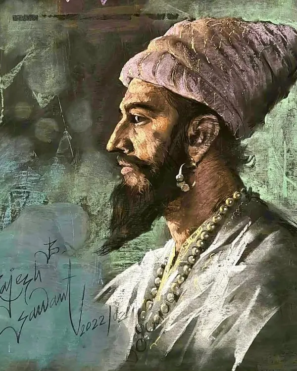 A powerful chalk portrait of Chhatrapati Shivaji Maharaj, capturing his visionary gaze. This is a subject I return to often, as he is an inspiration for all of India.