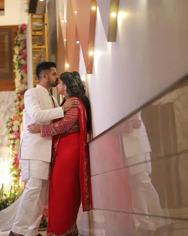 A beautiful, romantic picture of my cutest client Neelam and her partner. The makeup looks soft and elegant even in a candid, intimate shot.