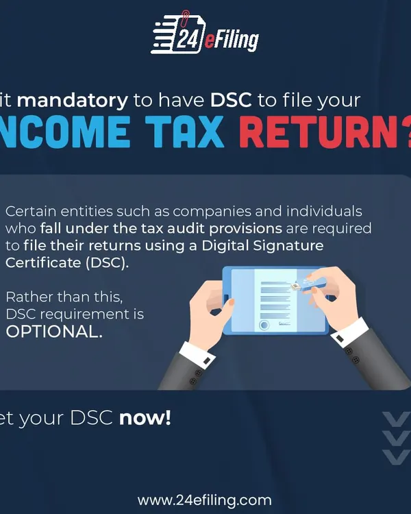 Is a Digital Signature Certificate mandatory for filing your income tax return? For most individuals, it's optional. However, it is required for companies and individuals who fall under tax audit provisions.