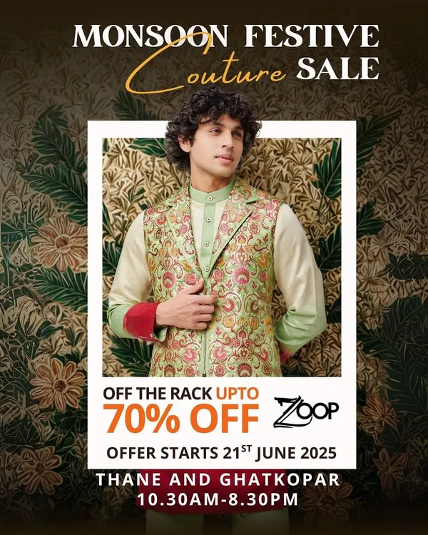 Monsoon Madness Alert! Let the savings pour in with our Couture Sale, offering up to 70% off on off-the-rack items. Don't miss out on these exclusive deals.