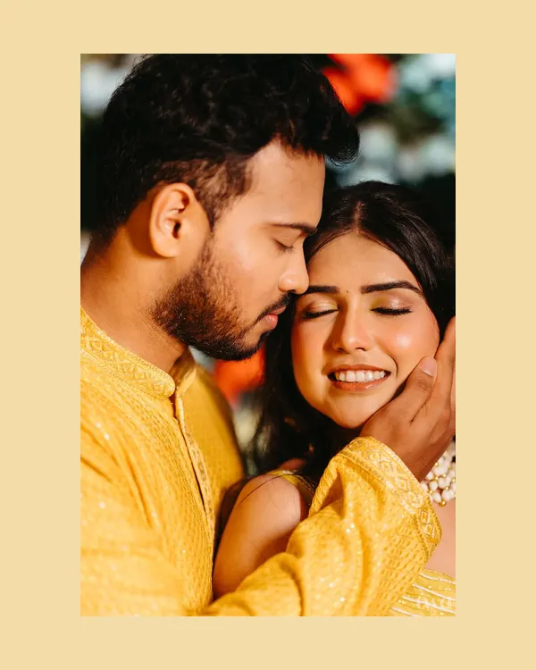 Before the grand ceremonies, there are quiet moments of connection. This tender touch during a haldi ceremony is a perfect example of the soft, intimate storytelling I love, capturing the warmth and love before the celebrations begin.