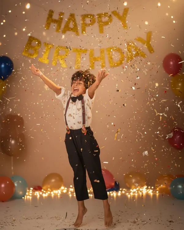 Capturing the pure joy of a birthday celebration. I love creating these high-energy, fun-filled moments with confetti and laughter in my studio.