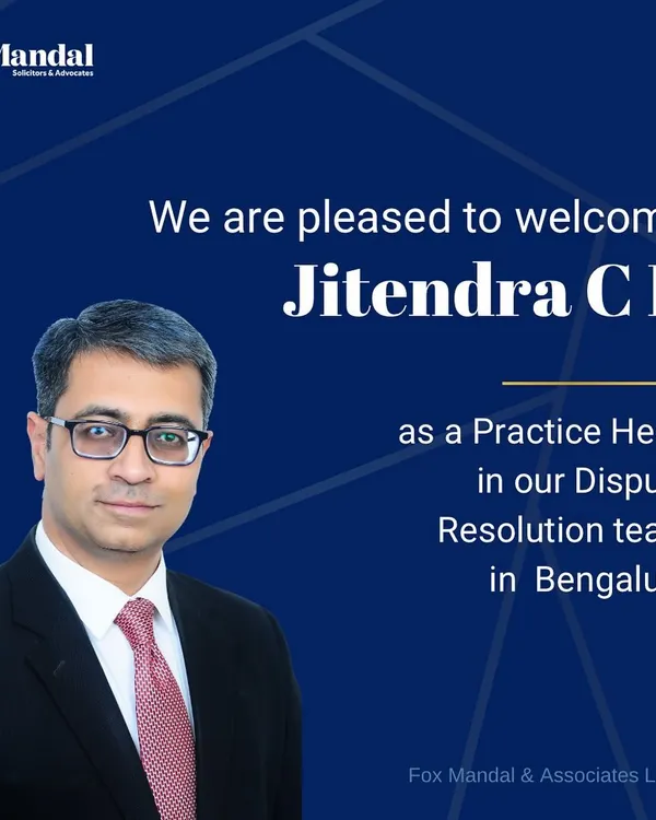 We are pleased to welcome Jitendra C P as a Practice Head in our Dispute Resolution team in Bengaluru. His extensive experience in civil, commercial, and arbitration matters further strengthens our capabilities in handling a wide variety of disputes for our clients.