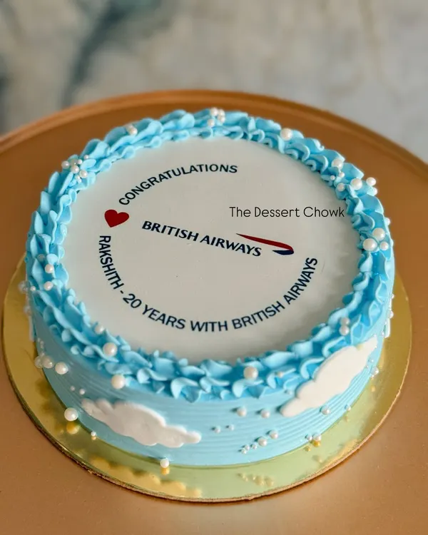 A professional and sleek corporate cake for a British Airways employee celebrating 20 years of service. I can create logo cakes for any company event.