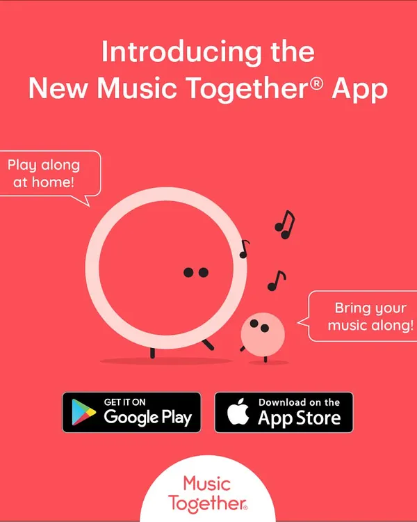 I am so excited to introduce the new Music Together app. It's a wonderful tool that lets you bring all our class songs with you, so you can play and sing along at home or on the go.
