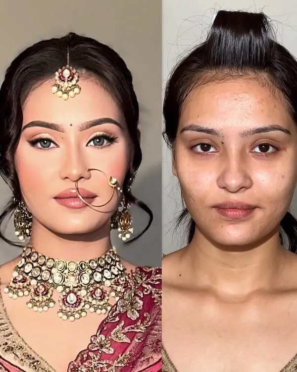 A sharp wing liner, soft peachy lips, and the perfect amount of blush create a stunning look for the big day. This is a classic yet modern bridal style that my clients love.