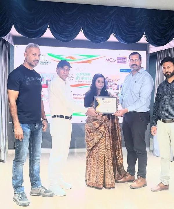 A proud moment for our community as we receive a certificate of felicitation from the Municipal Corporation of Gurugram (MCG). This recognition acknowledges our significant contributions to the city's environmental well-being.