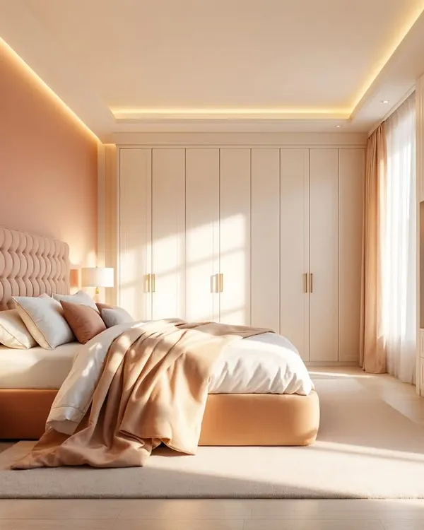 Did you know Peach Fuzz isn’t just pretty, it’s powerful? This concept shows how the color can be the hero of a space when paired with clean lines and luxurious textures.