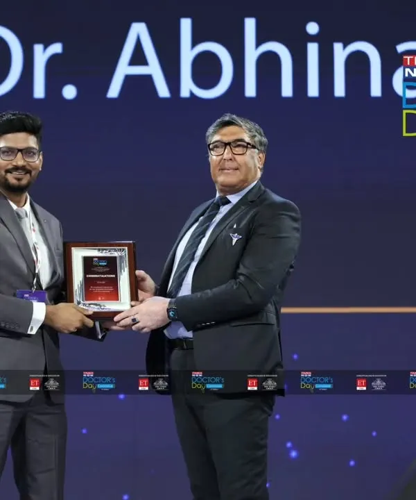 Receiving the Inspiring Dermatologist of India award at the Times Now Doctor's Day Conclave. This recognition is a testament to my focus on providing expert and compassionate care.