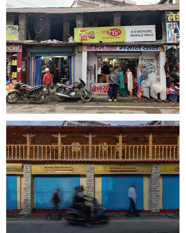 This before and after view of the Rung Community Museum's street facade captures the essence of our work: revitalizing heritage structures to restore their original charm and reactivate their presence in the community.