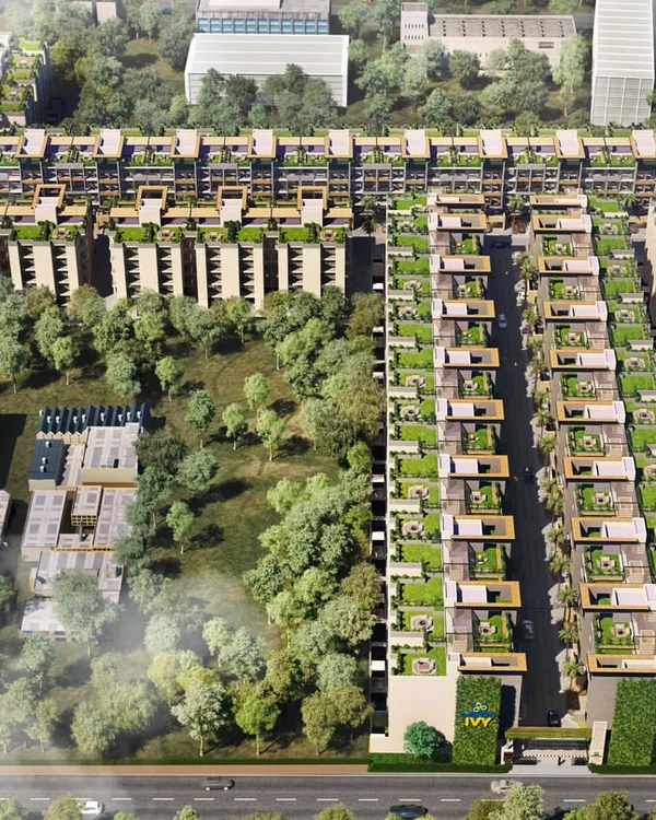 We use 3D aerial views to communicate the vision for large-scale projects, showing the entire complex in its environment. This rendering is crucial for master planning presentations, demonstrating how different elements of a development connect and coexist.