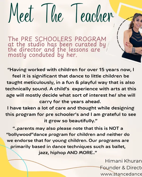 Meet our Founder and Director, Himani Khurana, who has curated the Pre Schoolers Program with over 15 years of experience teaching children. Our focus is on technically sound, fun, and playful learning.