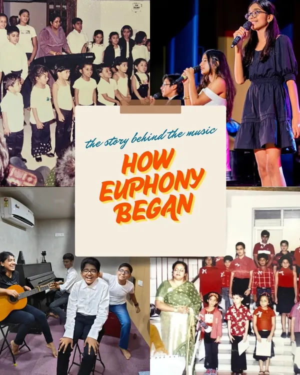 This collage is a snapshot of our history, showing how Euphony began and evolved. From early recitals with my first students to big stage concerts, it tells the story behind the music and our journey over the years.