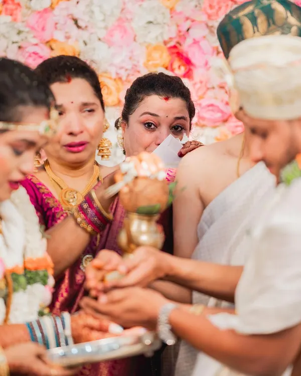 A touching moment between a mother and daughter during the wedding ceremony. My makeup is designed to be waterproof and hold up through all the emotions of the day.