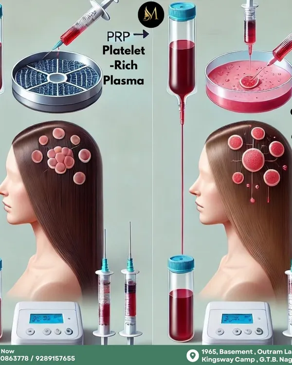 This infographic clearly illustrates the difference between PRP and GFC treatments. Both are effective for hair regrowth, but GFC offers a higher concentration of growth factors for more advanced results.