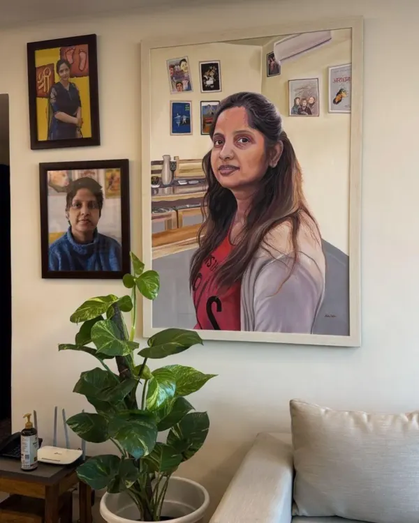 This is why I pour my heart into every painting. Seeing my artwork become a cherished part of a client's home is the greatest reward for all my mehnat. This custom acrylic portrait now hangs as a beautiful centerpiece, turning a memory into a daily joy.