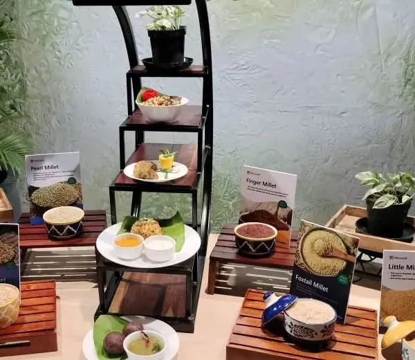 This was the centerpiece of a "Millet Festival" I organized for Microsoft. I created an engaging display with various types of millets and delicious, healthy dishes to show how easy and tasty it can be to incorporate them into your diet.