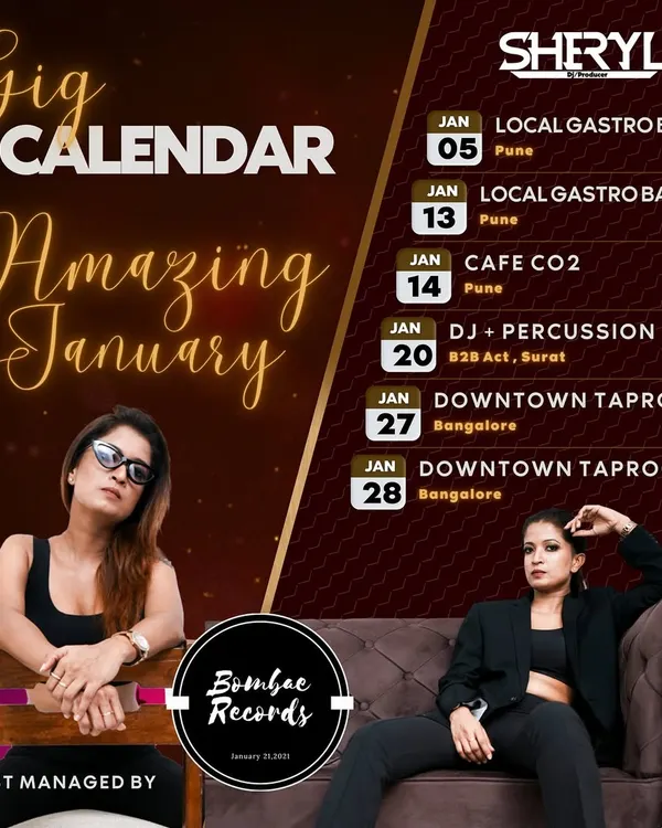 My gig calendar for a packed January. From Pune to Surat to Bangalore, this shows the high demand for my performances at clubs and private events across multiple cities.