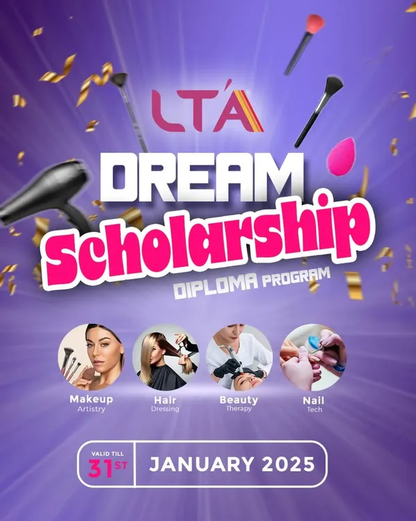 The LTA Dream Scholarship is here. Kickstart your beauty career with our New Year offer, providing up to 25% off on diploma programs in Makeup, Hair, Nails, and Skin, with professional kits included.