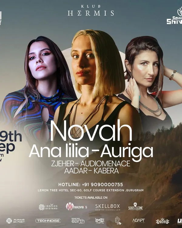 The flyer for a massive techno night at Klub Hermis, featuring hard techno queen Novah from Belgium. I played an Audiomenace set alongside a stellar lineup of international and local talent.