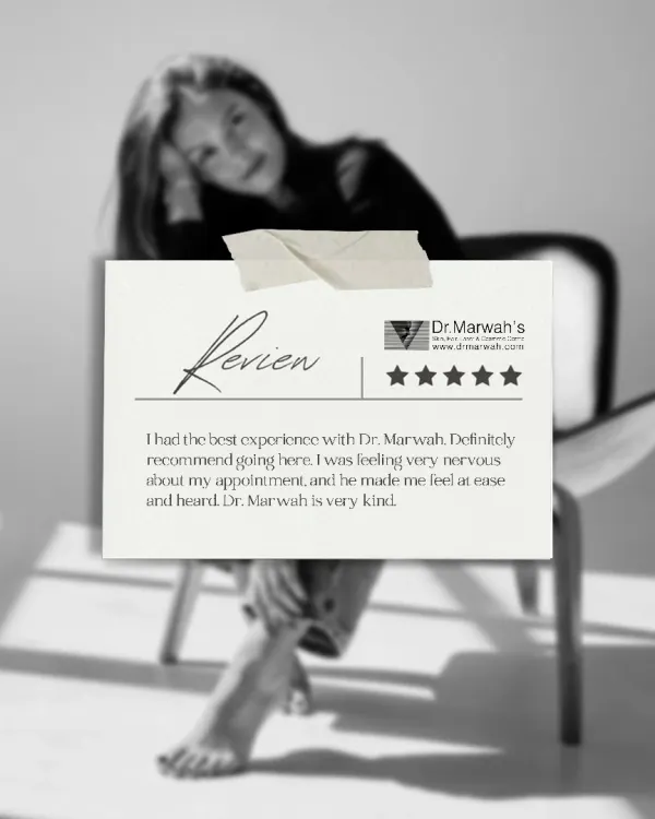 This graphic shares a patient review highlighting their positive experience at my clinic. Feeling at ease, heard, and cared for is a crucial part of the healing process, and my team and I are committed to providing that supportive environment.