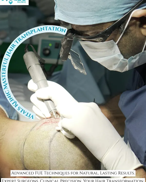 Here you can see the precision involved in a Follicular Unit Extraction (FUE) hair transplant. I use advanced, minimally invasive techniques to carefully extract and implant individual hair follicles, ensuring the final result is natural, dense, and tailored to your facial structure. This level of detail is crucial for a successful hair restoration that is virtually undetectable.