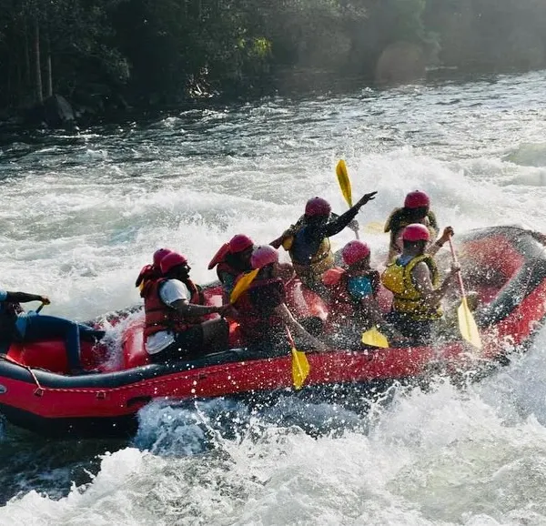 Riding the rapids in Dandeli. Our Gokarna trip often includes a stop for some thrilling white water rafting adventure.